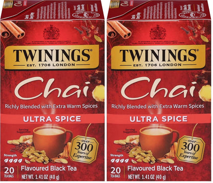 Twinings Mango & Pineapple Herbal Tea Individually Wrapped Bags, 20 Count (Pack of 6), Naturally Caffeine-Free, Enjoy Hot or Iced, 120 Teabags