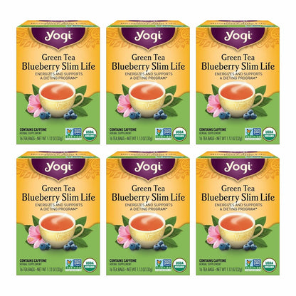 Yogi Tea - Green Tea Blueberry Slim Life (4 Pack) - Energizes and Supports a Dieting Program with Garcinia Cambogia - Contains Caffeine - 64 Organic Tea Bags