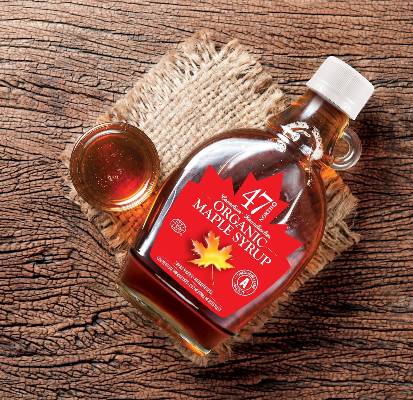 47° North Canadian Organic Maple Syrup Very Dark, 250g, Single Source, Grade A, Gluten Free, Vegan, Organic Maple Syrup, Strong Flavour for Pancakes & More
