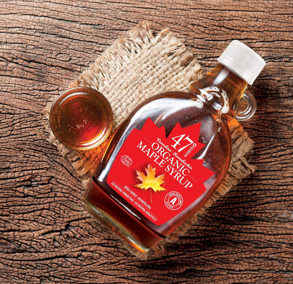 47° North Canadian Organic Maple Syrup Very Dark, 250g, Single Source, Grade A, Gluten Free, Vegan, Organic Maple Syrup, Strong Flavour for Pancakes & More