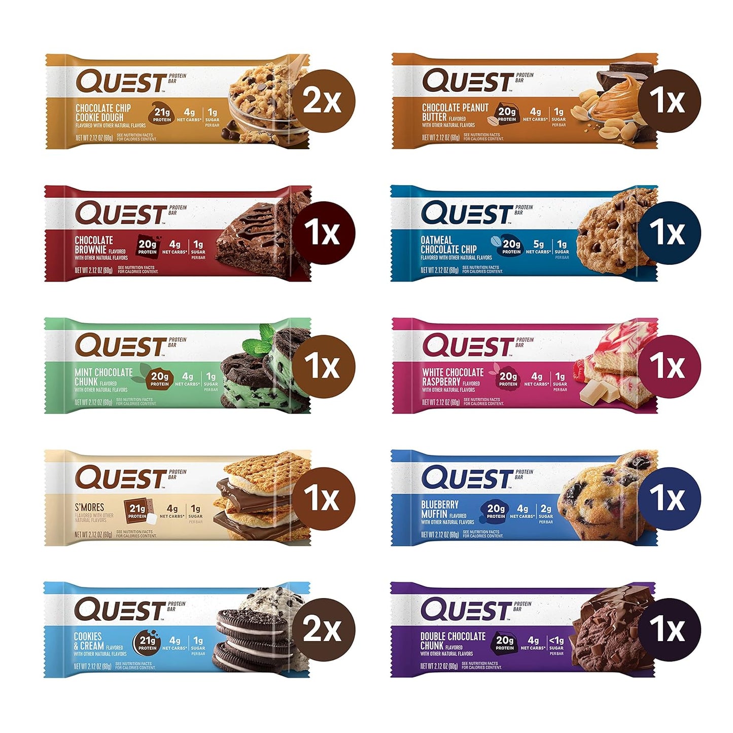 Quest Nutrition Apple Pie Protein Bar, 20g Protein, 4g Net Carbs, 2g Sugar, Gluten Free, Keto Friendly, 12 Count