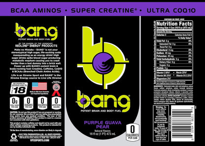 Bang Energy Nectarine Blueberry, Sugar-Free Energy Drink , 16-Ounce.