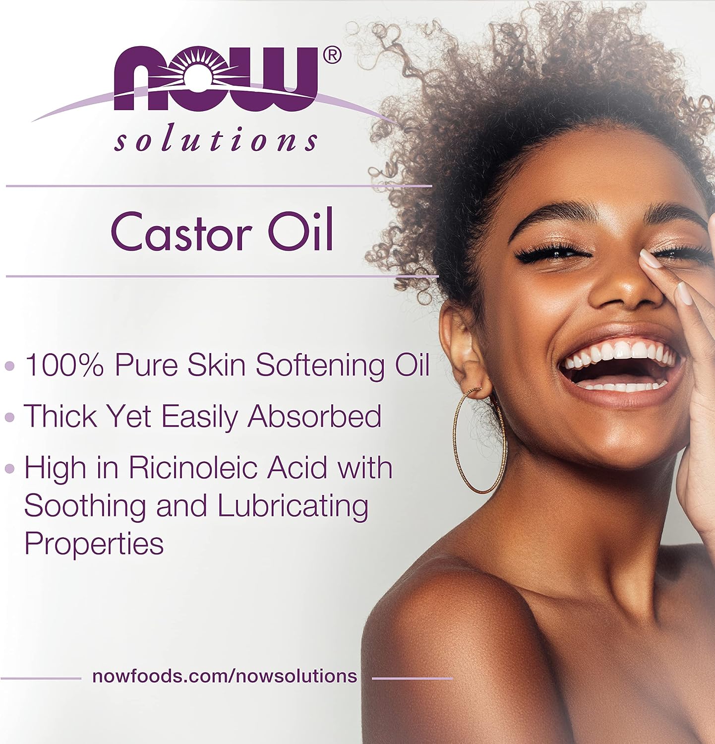 NOW Foods Solutions, Castor Oil, 100% Pure Versatile Skin Care, Multi-Purpose Skin Softener, 16-Ounce