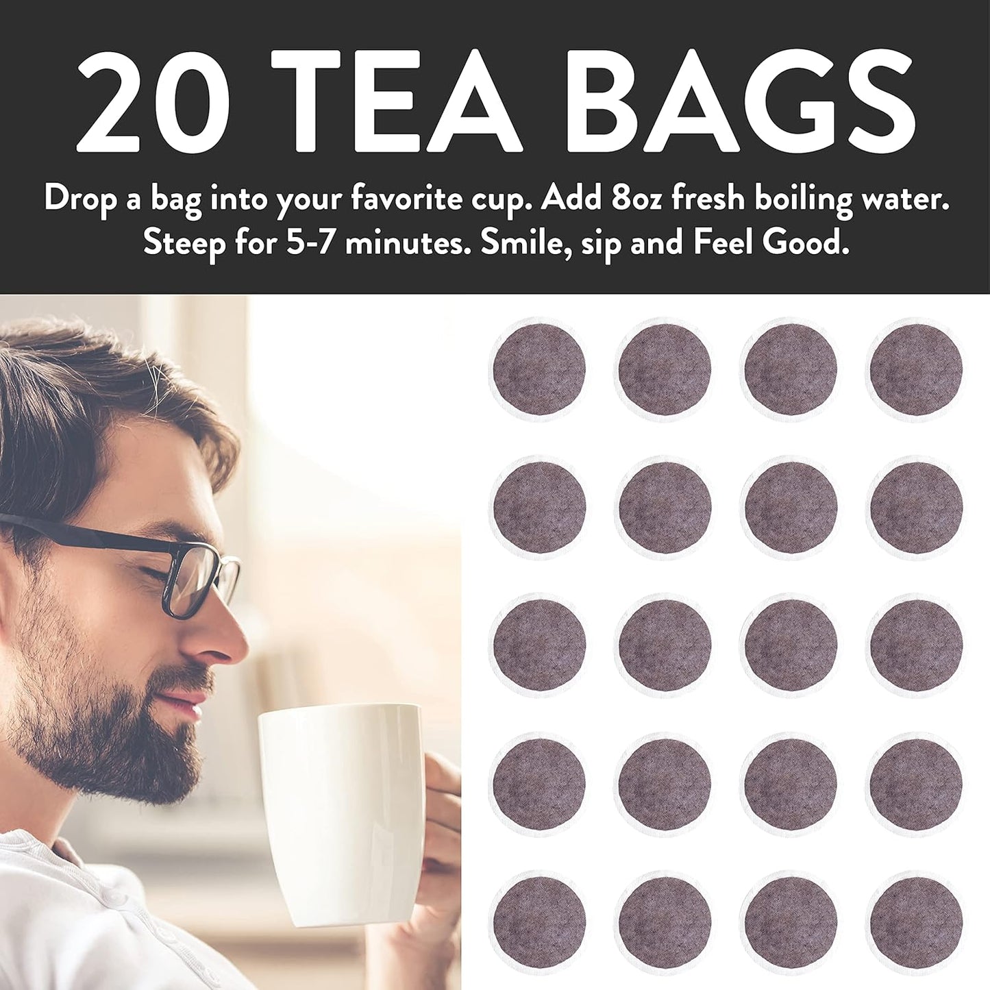 FGO Organic Nettle Leaf Tea, 100 Count, Eco-Conscious Tea Bags, Caffeine Free, Resealable Bag, Packaging May Vary (Pack of 1)