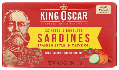 King Oscar Sardines in Water, 4.23 Ounce Cans (Pack of 1( Packaging May Vary), Skinless & Boneless, Wild Caught Canned Sardines, Low Sodium