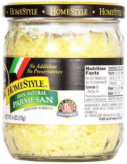 4C Grated Cheese-Homestyle, Parmesan Jar, 6 Ounce