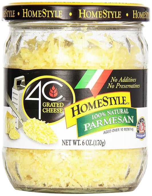 4C Grated Cheese-Homestyle, Parmesan Jar, 6 Ounce