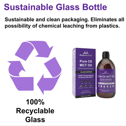Ketosource Pure C8 MCT Oil Organic (500ml Glass)