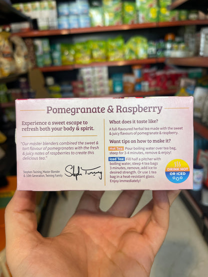Twinings Pomegranate & Raspberry - Herbal Tea - Net Wt : 1.41 oz (40g) - 20 Individual tea bags