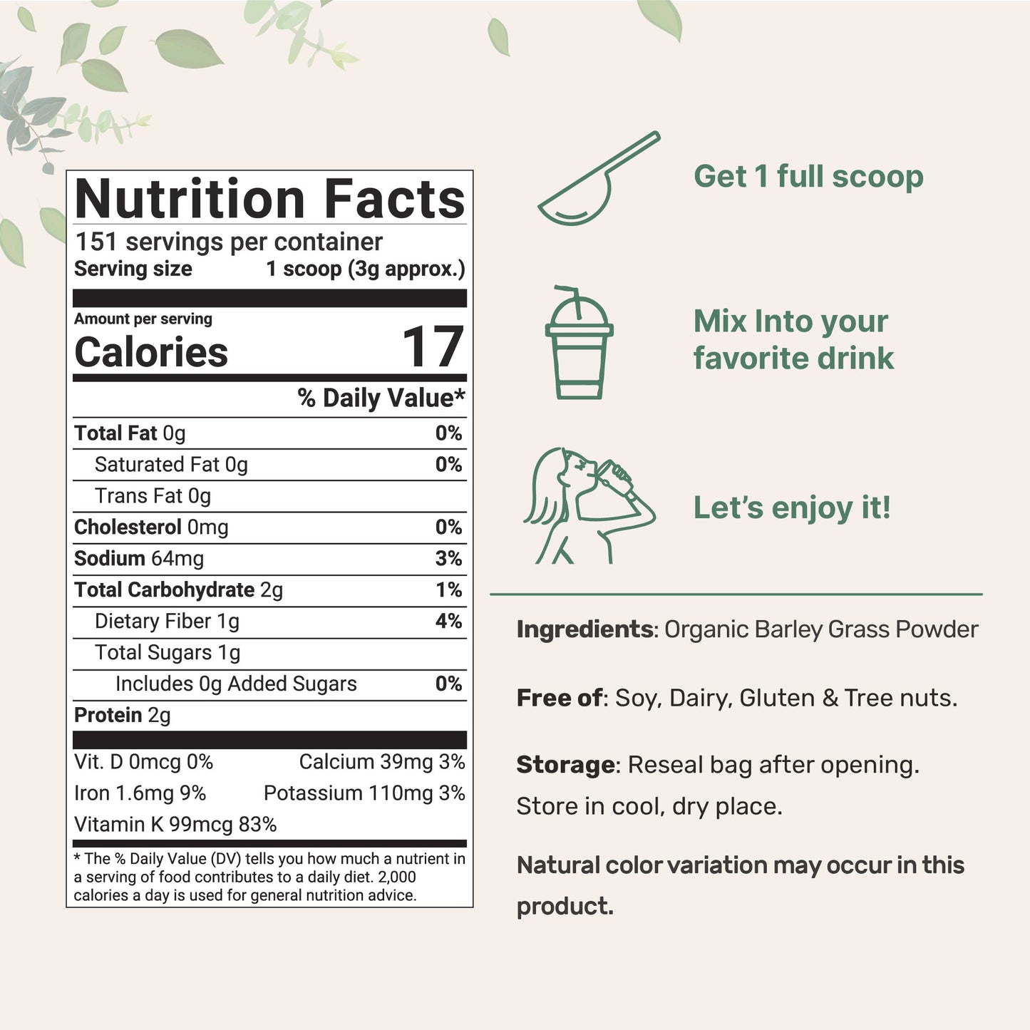 Micro Ingredients Organic Barley Grass Powder, 16oz