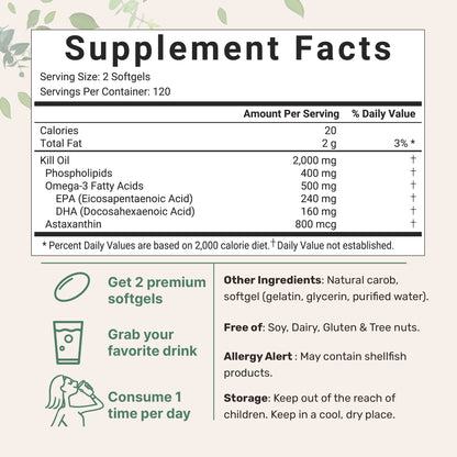 Micro Ingredients Antarctic Krill Oil, 240 softgels