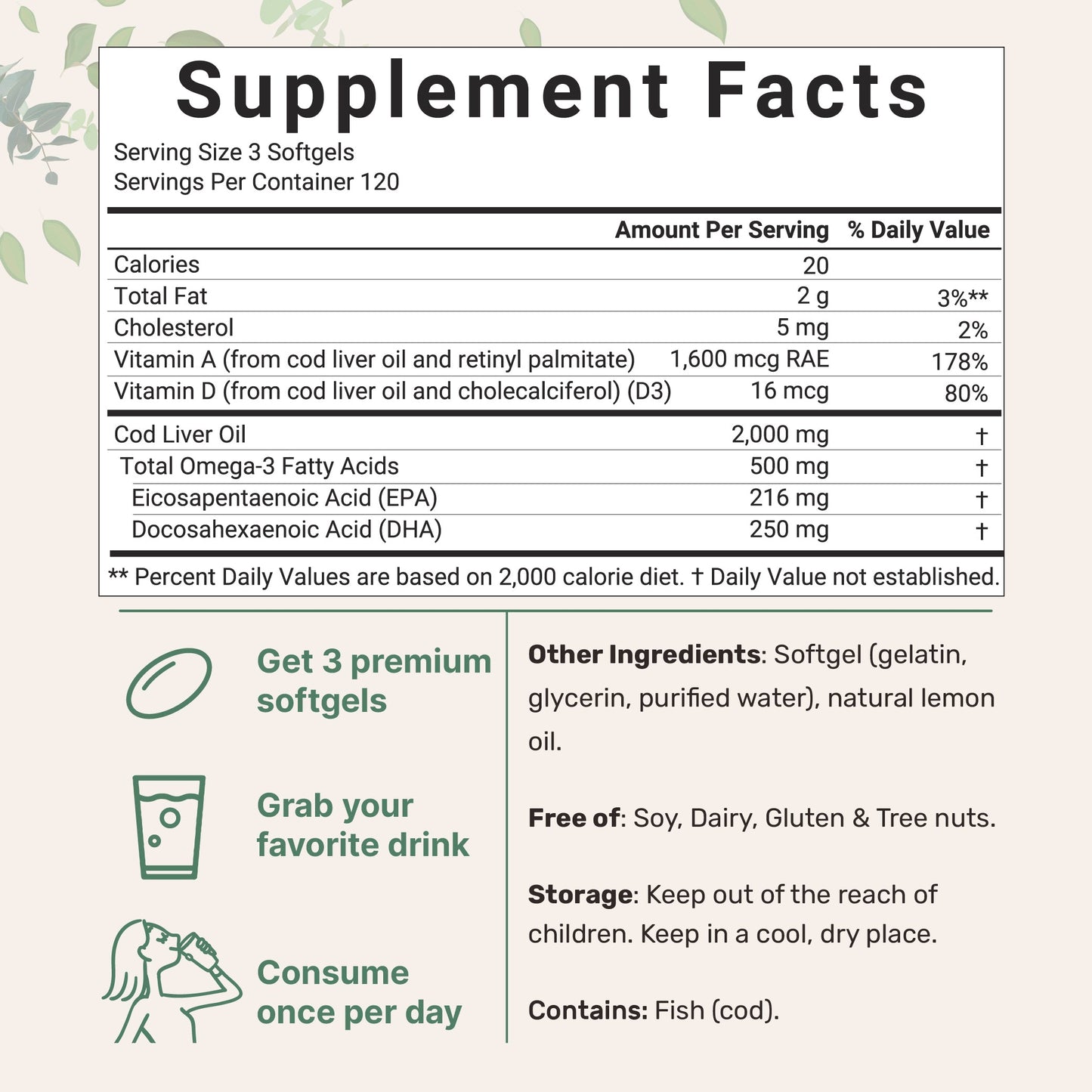 Micro Ingredients Cod Liver Oil 2000mg, 360 softgels