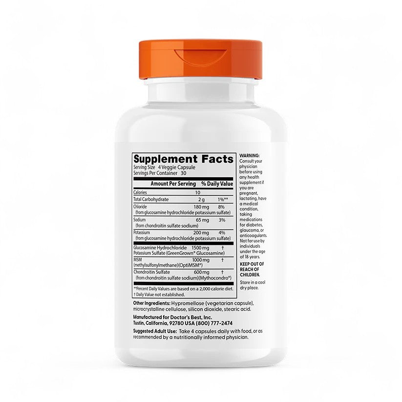 Doctor's Best Vegan Glucosamine Chondroitin MSM – 120 Veggie Capsules