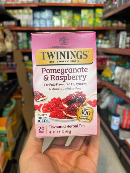 Twinings Pomegranate & Raspberry - Herbal Tea - Net Wt : 1.41 oz (40g) - 20 Individual tea bags