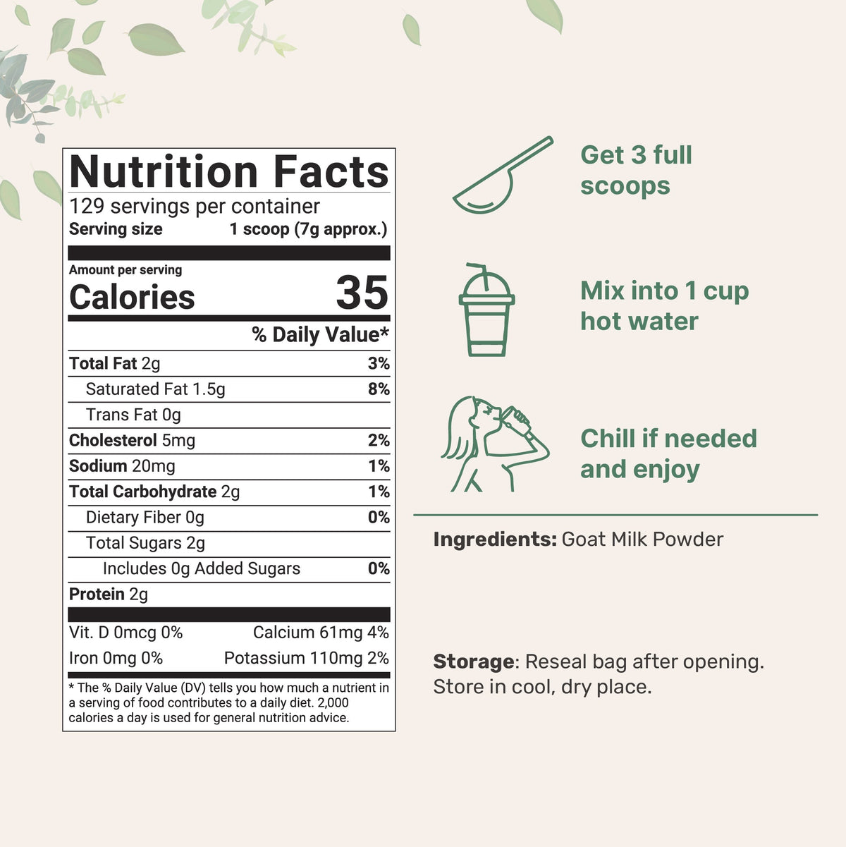 Micro Ingredients Goat Milk Powder-2LB, Rich in Protein, Calcium, & Probiotics