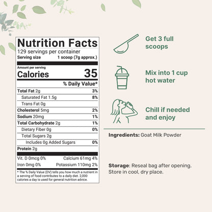 Micro Ingredients Goat Milk Powder-2LB, Rich in Protein, Calcium, & Probiotics