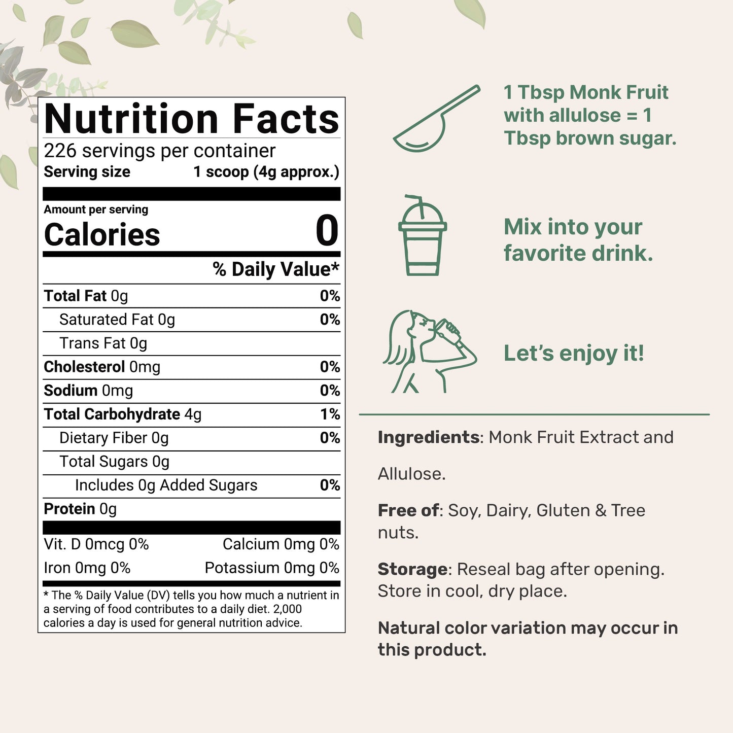 Micro Ingredients Golden Monk Fruit Sweetener – Without Erythritol