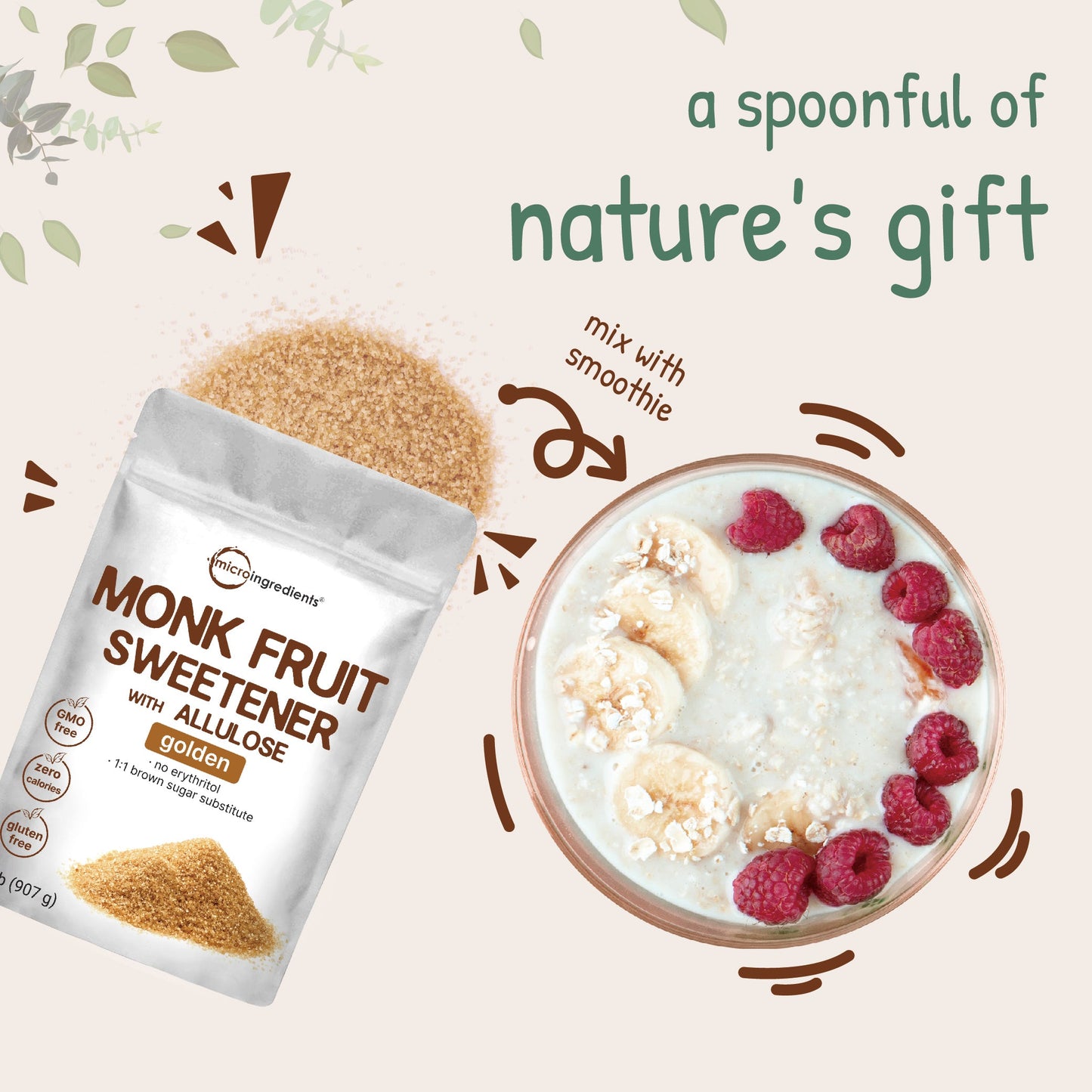 Micro Ingredients Golden Monk Fruit Sweetener – Without Erythritol