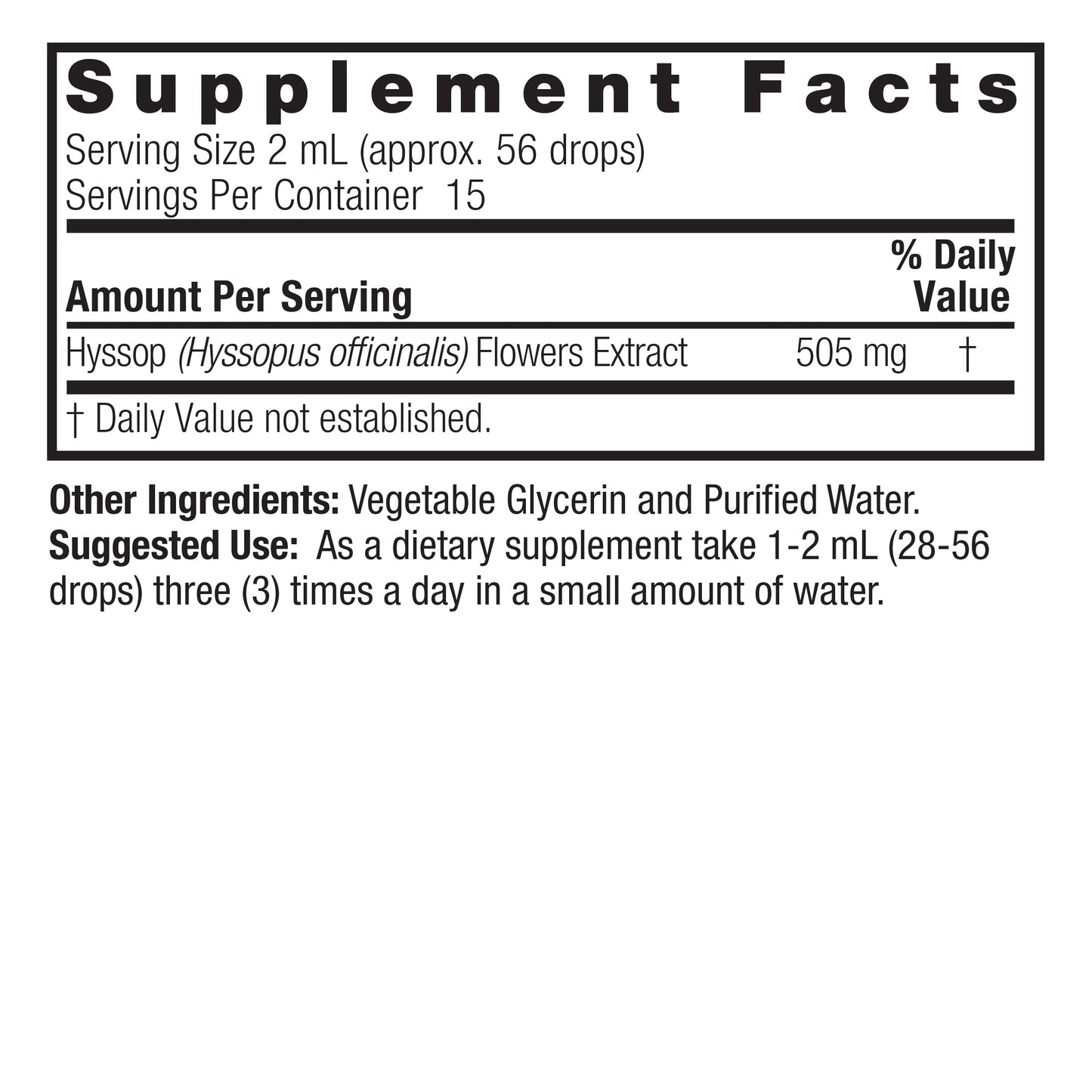 Nature's Answer Hyssop Flower Liquid Extract Alcohol-Free - 30ml