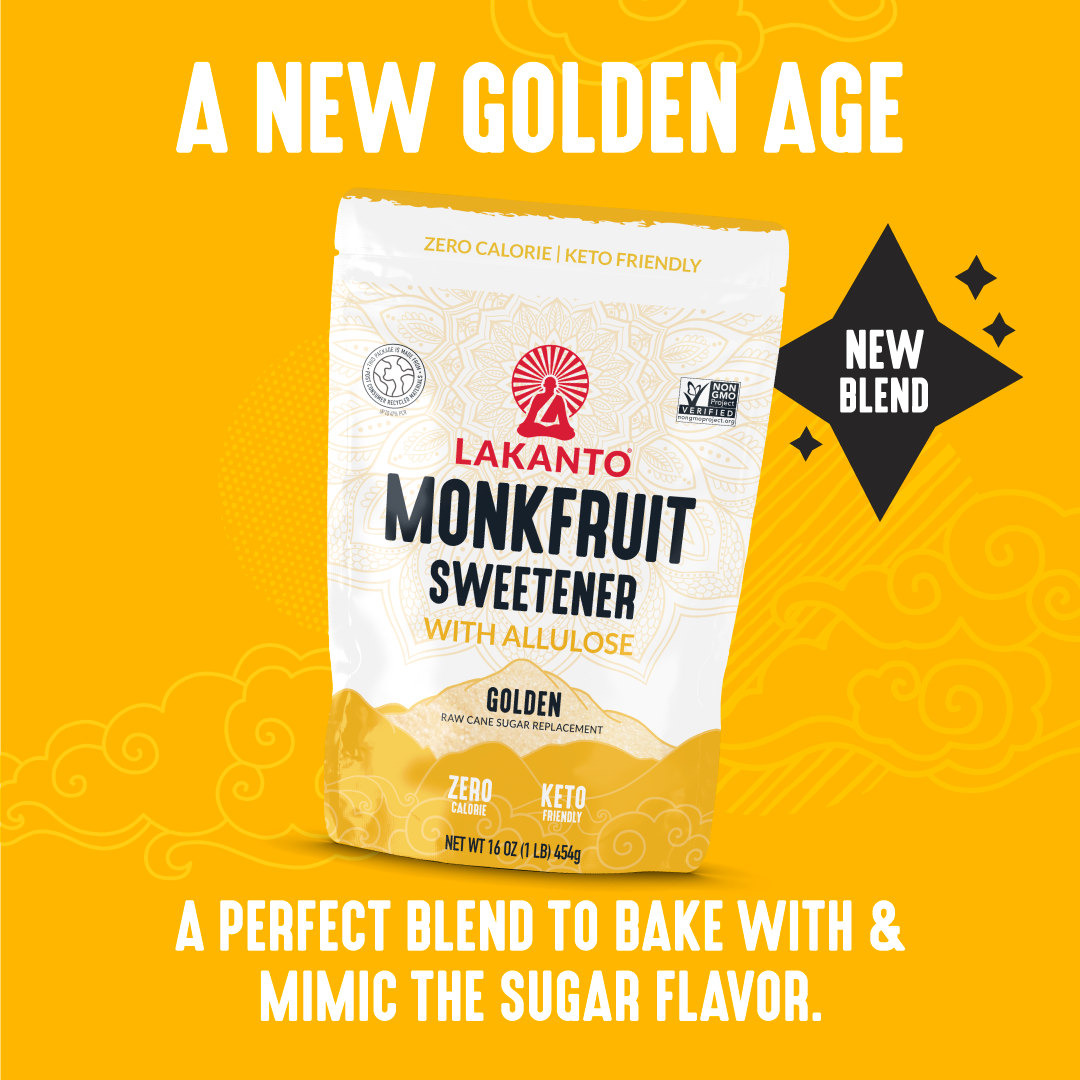 Golden Monkfruit Sweetener with Allulose - Raw Cane Sugar Replacement