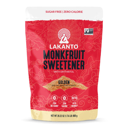 LAKANTO Golden Monkfruit and Erythritol Sweetener - Raw Cane Sugar Replacement