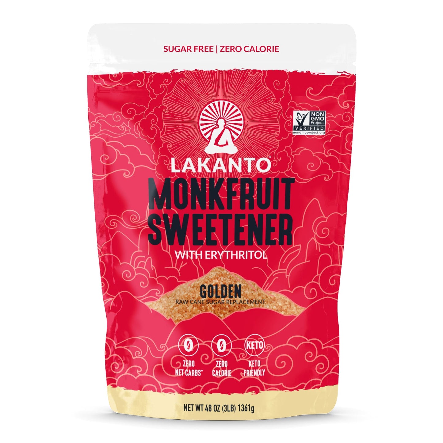 LAKANTO Golden Monkfruit and Erythritol Sweetener - Raw Cane Sugar Replacement