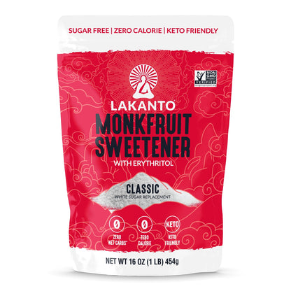 Lakanto Classic Monkfruit and Erythritol Sweetener - White Sugar Replacement 454g