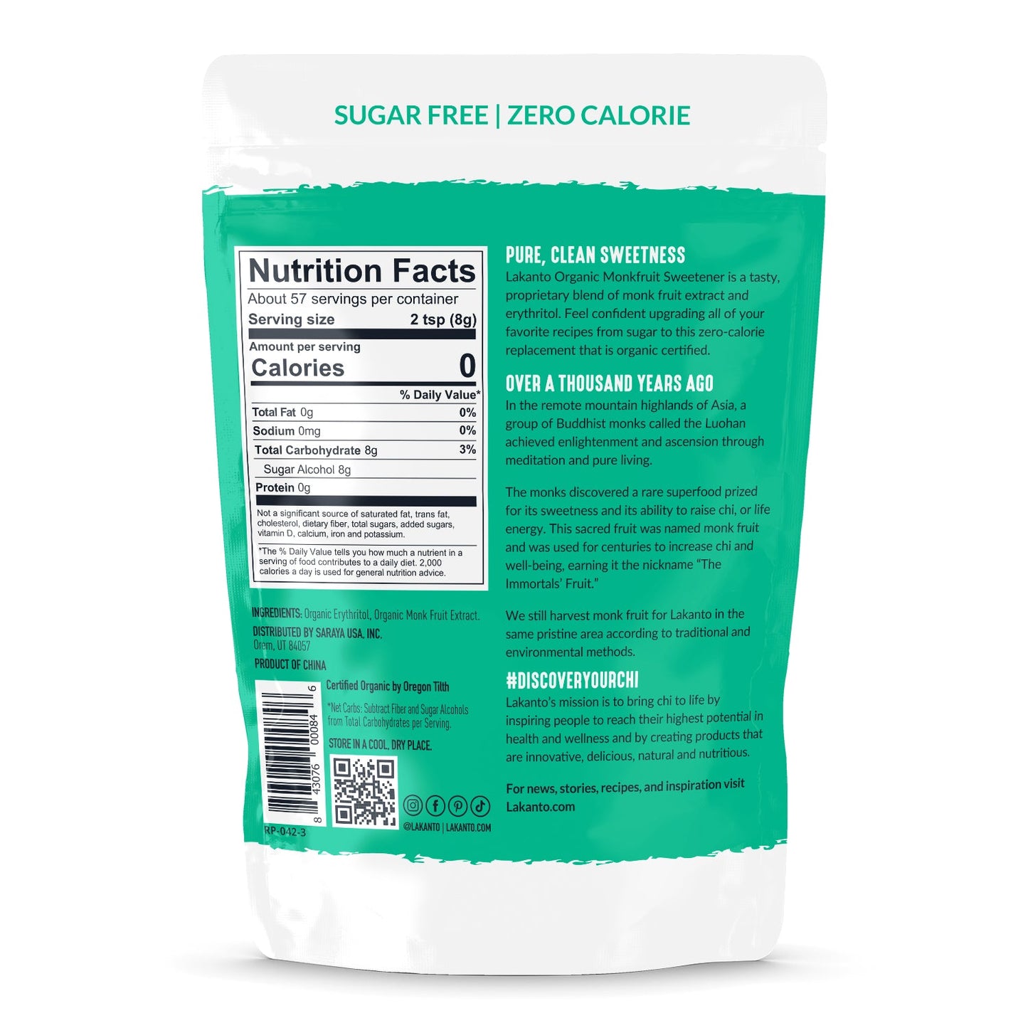 Lakanto Organic Classic Monkfruit and Erythritol Sweetener - White Sugar Replacement