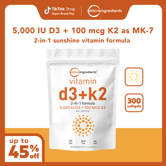 Micro Ingredients Vitamin D3 K2 300 Softgels 5000IU