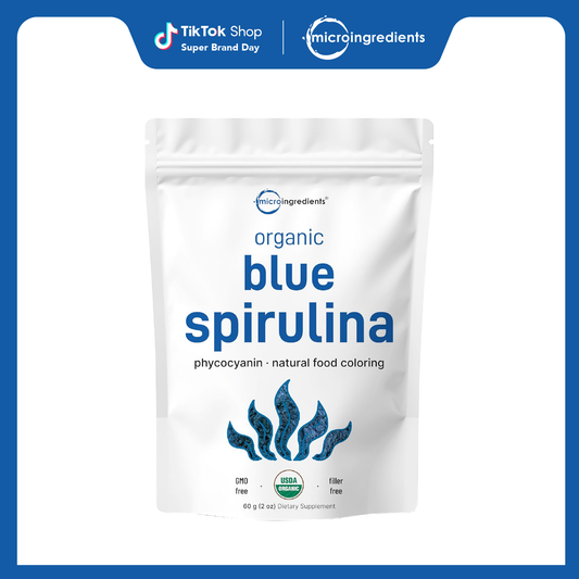Micro Ingredients Organic Blue Spirulina Powder (Phycocyanin Extract), 60 Servings - No Fishy Smell, 100% Vegan Protein from Blue-Green Algae