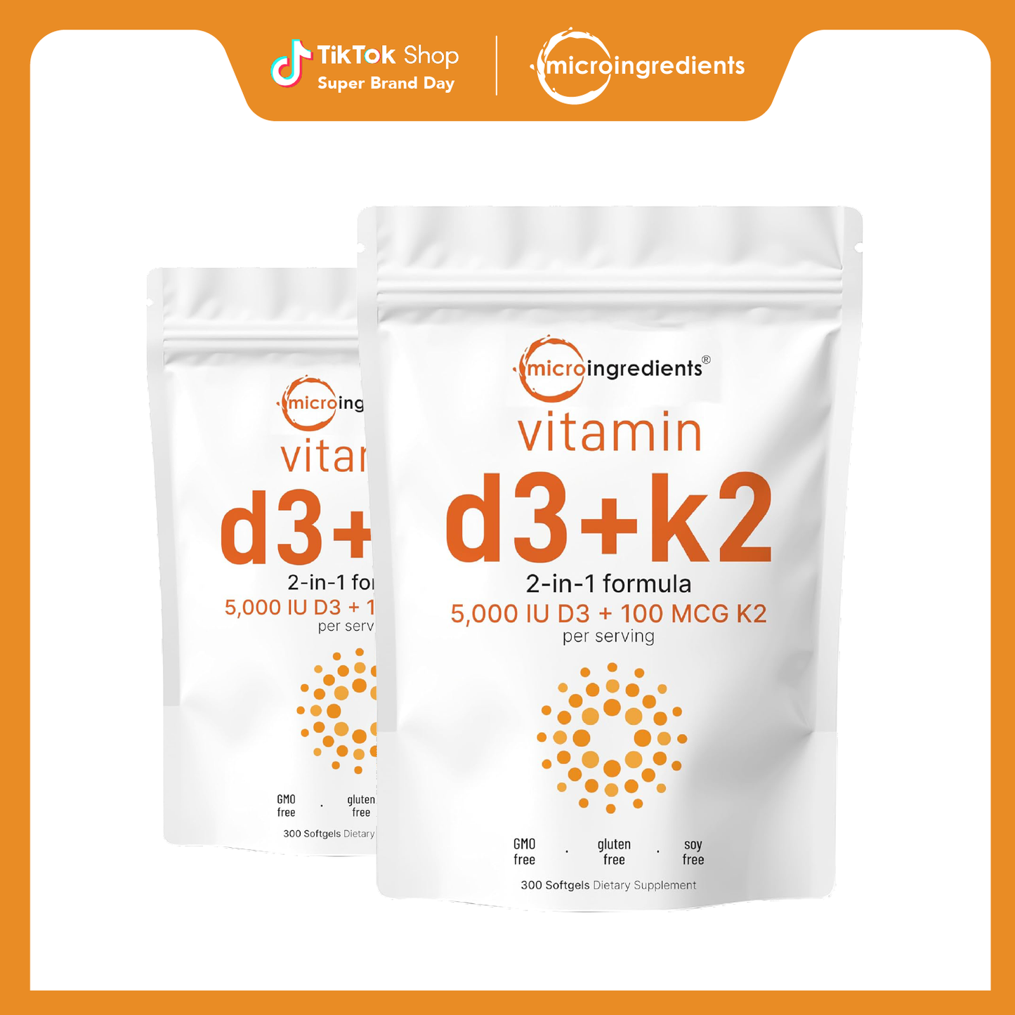 Micro Ingredients Vitamin D3 K2 300 Softgels 5000IU