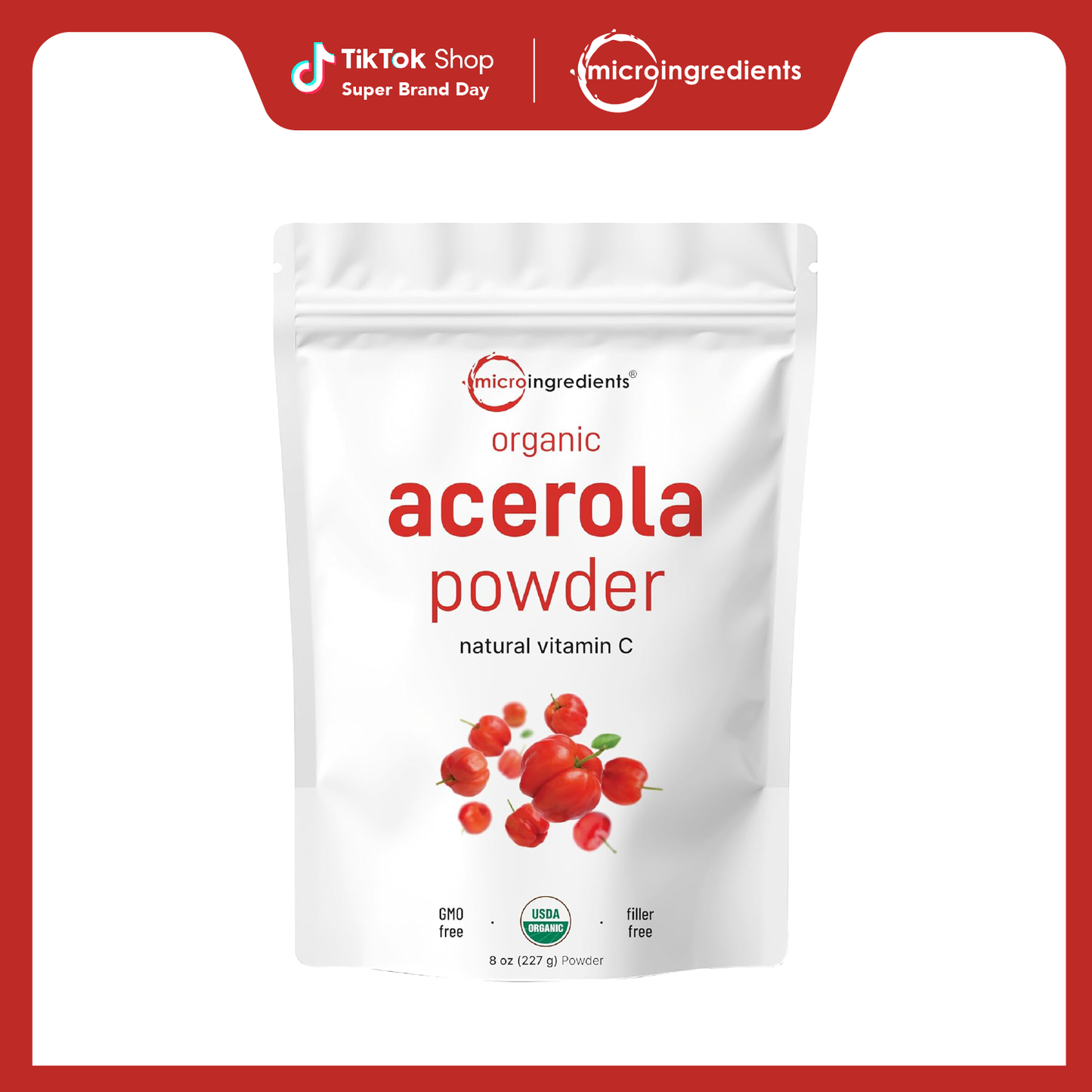 Micro Ingredients Organic Acerola Cherry Powder, 8oz