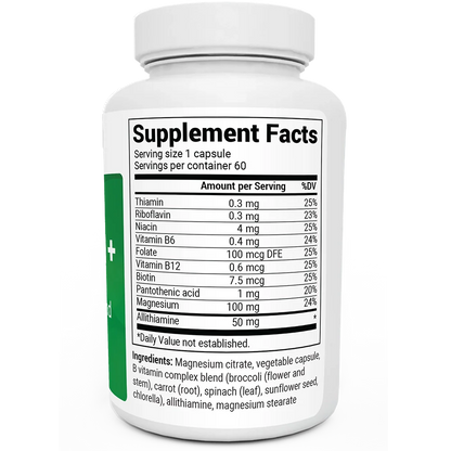 Natural Vitamin B1+ Allithiamine with B Complex Blend - 60 Capsules