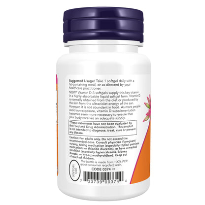 NOW Foods Vitamin D3 5,000 IU – High Potency 120/240 Softgels