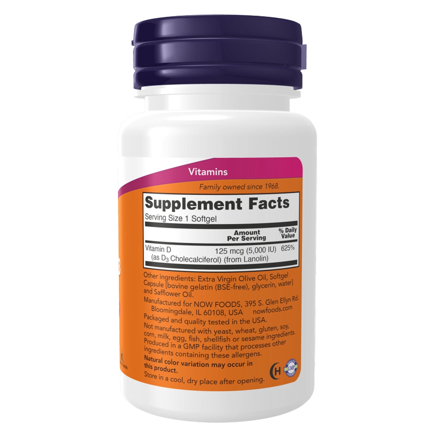 NOW Foods Vitamin D3 5,000 IU – High Potency 120/240 Softgels