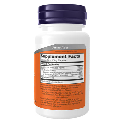 Now Foods Glutathione 500mg -  30/60/120 Veg Caps