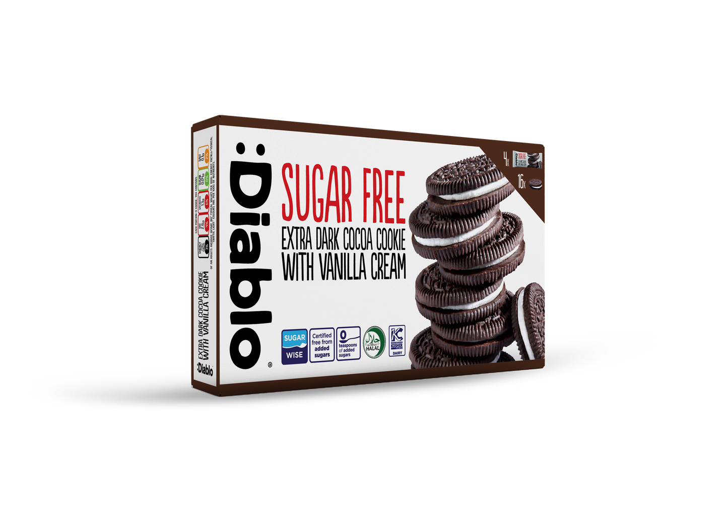 Sugar Free Extra Dark Cocoa Flavour Sandwich Cookie with Vanilla Cream (176g)