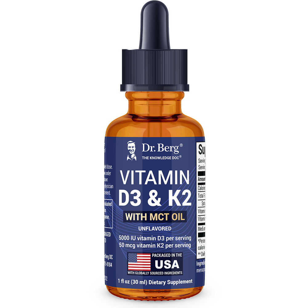 Vitamin D3 and K2 Liquid with MCT Oil – Unflavored – 1 fl oz