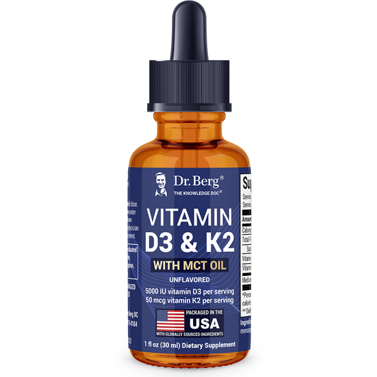 Vitamin D3 and K2 Liquid with MCT Oil – Unflavored – 1 fl oz