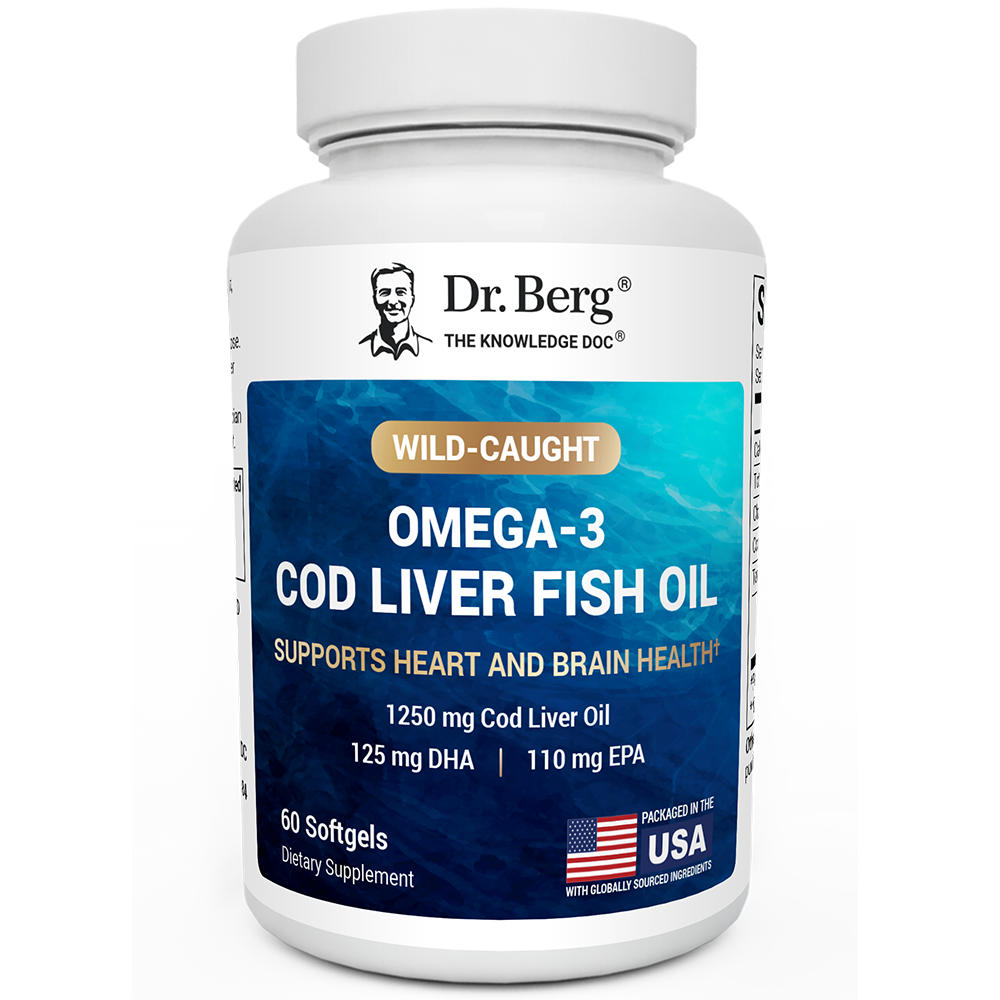 Wild-Caught Omega-3 Cod Liver Fish Oil DHA EPA – 60 Softgels