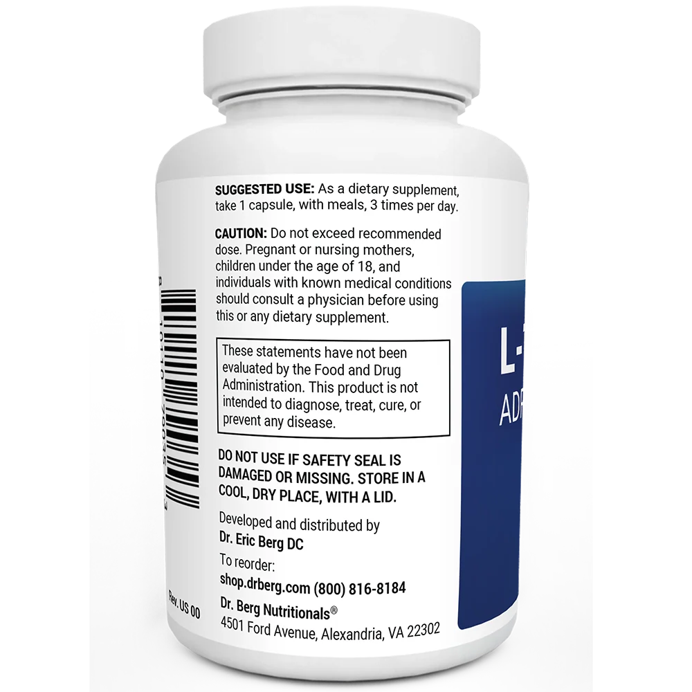 L-Theanine Adrenal Support - 200 mg of L-Theanine - 90 Capsules
