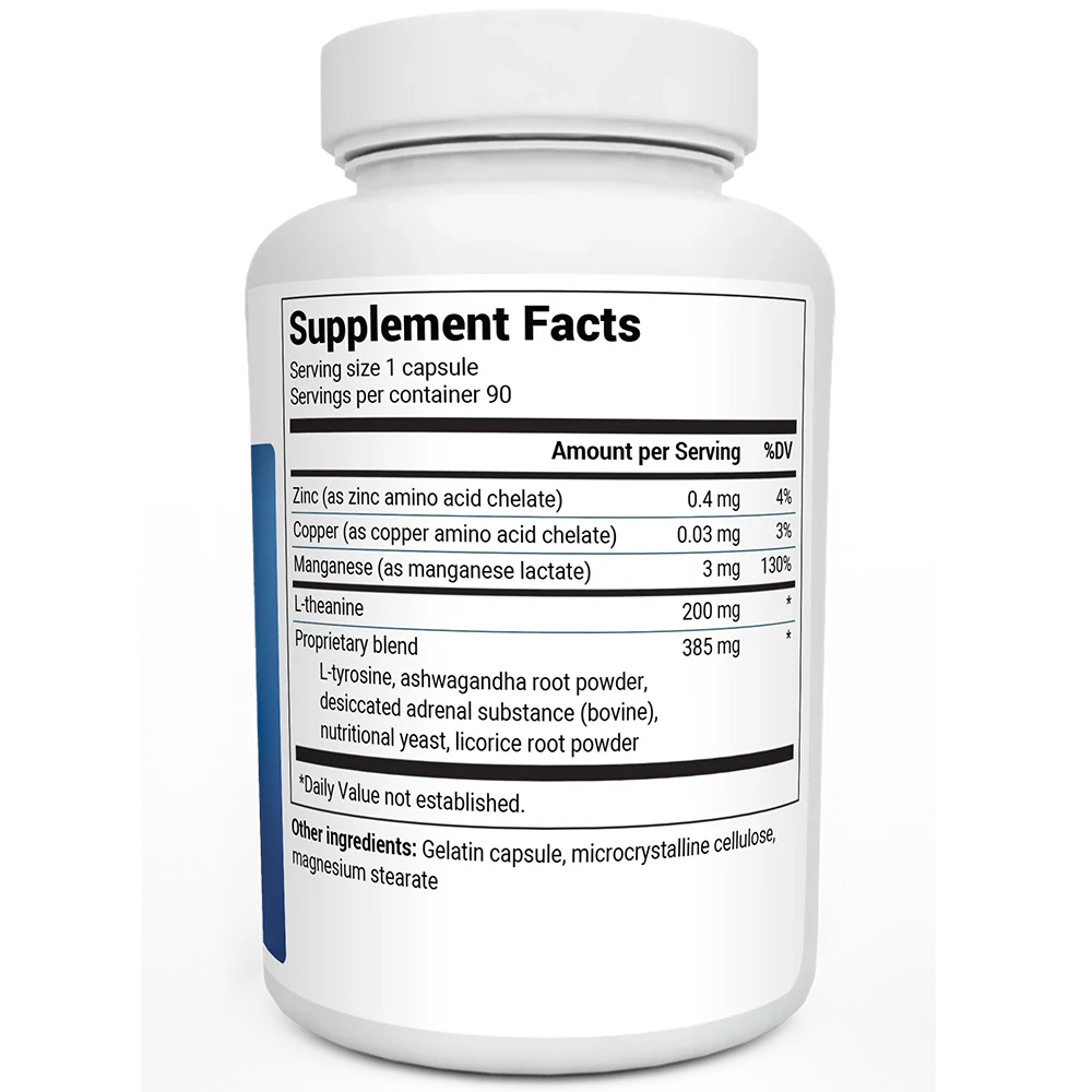L-Theanine Adrenal Support - 200 mg of L-Theanine - 90 Capsules