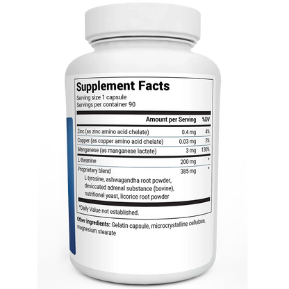 L-Theanine Adrenal Support - 200 mg of L-Theanine - 90 Capsules
