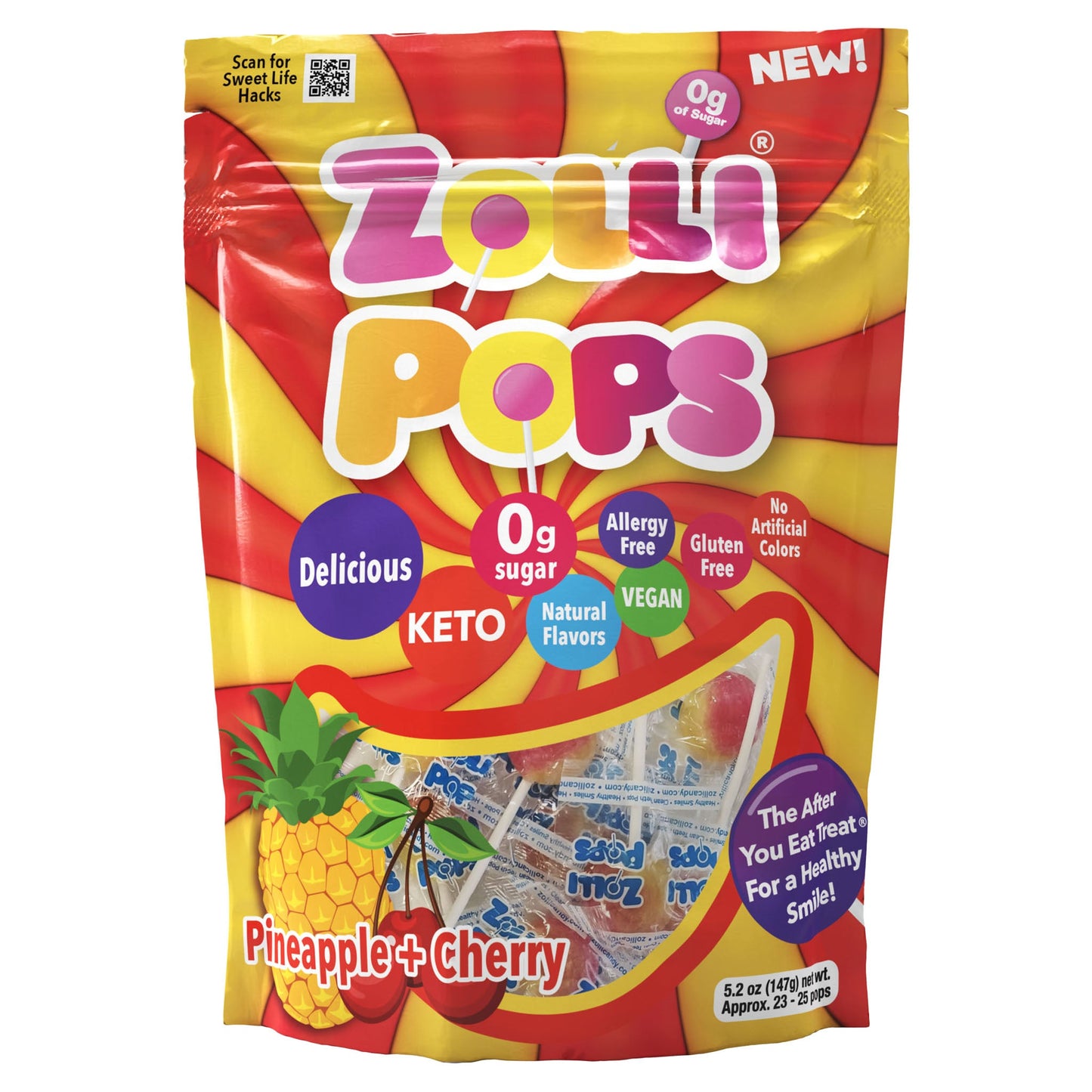 Zollipops® Sugar Free Swirl Cherry & Pineapple 5.2oz - NEW!