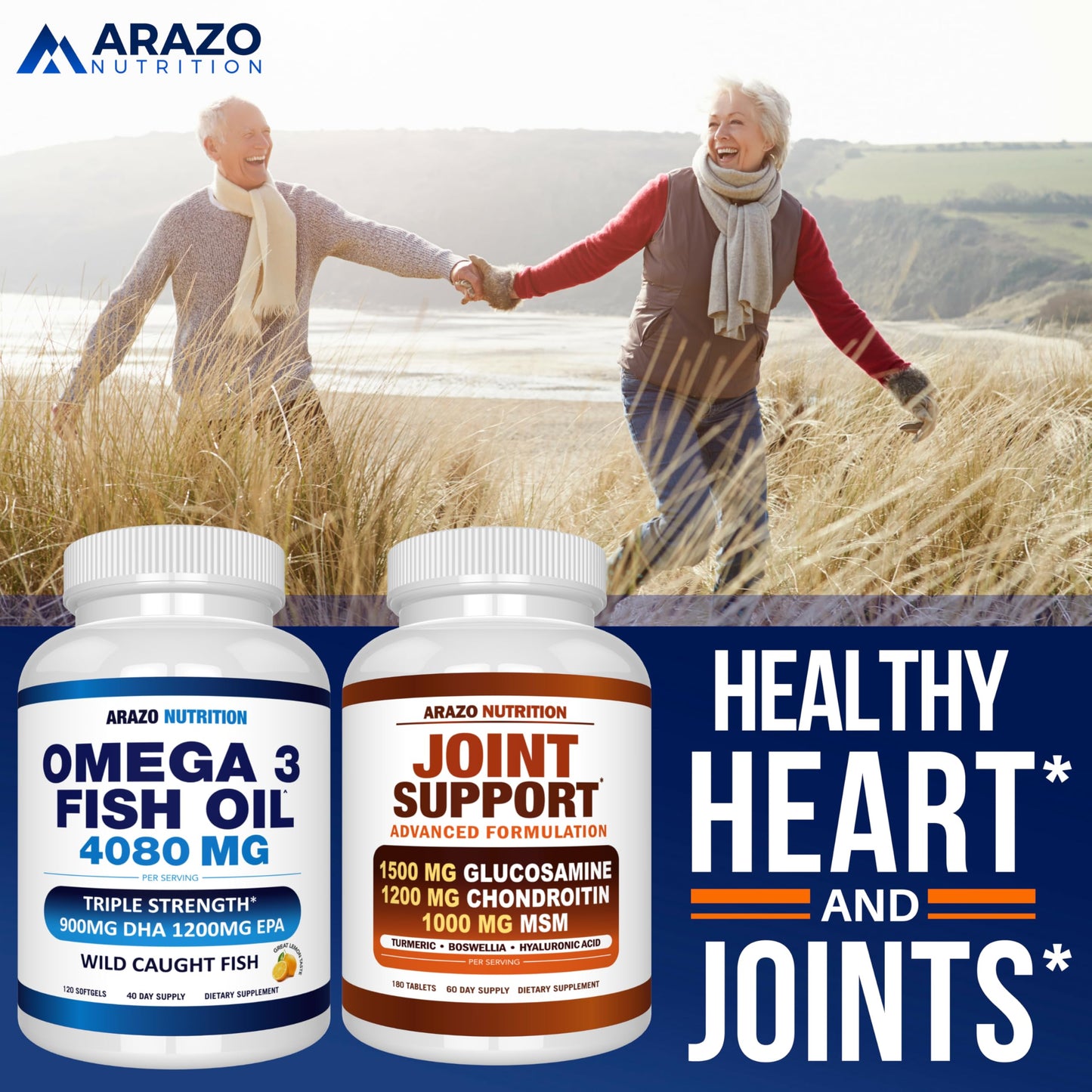 Arazo Nutrition Wild Caught Omega-3 Fish Oil Concentrate – 4,080mg per Serving | High EPA 1,200mg & DHA 900mg | 120 Burpless Lemon Softgels