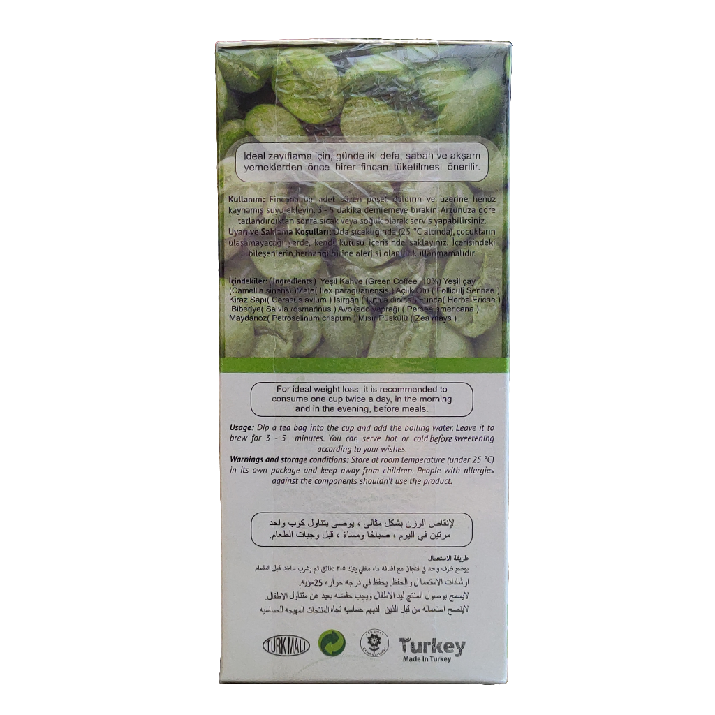 Green coffee, mixed herbal tea 100 tea bag*1.5g