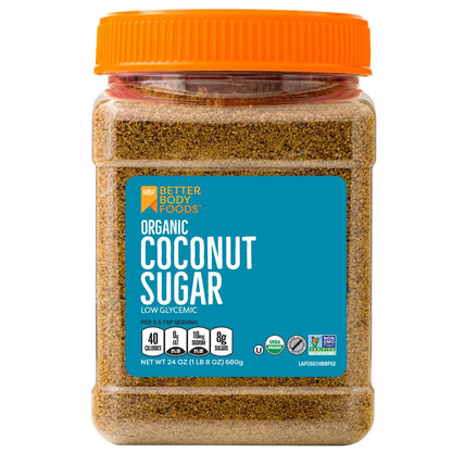 BetterBody Foods Organic Coconut Sugar - Low Glycemic, Gluten-Free, Non-GMO, 24 oz