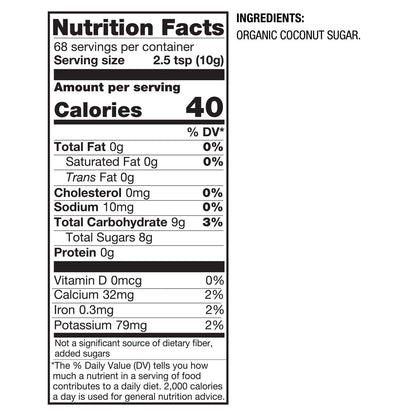 BetterBody Foods Organic Coconut Sugar - Low Glycemic, Gluten-Free, Non-GMO, 24 oz