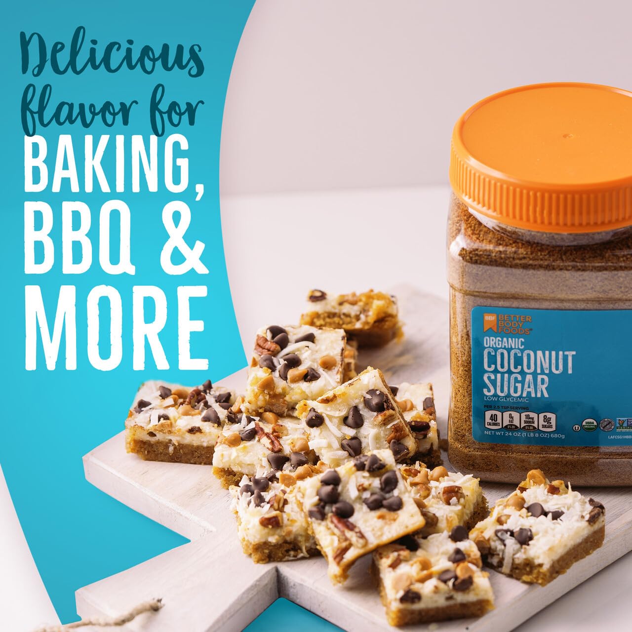 BetterBody Foods Organic Coconut Sugar - Low Glycemic, Gluten-Free, Non-GMO, 24 oz