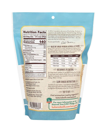 Bob's Red Mill Organic Quick Cook Steel Cut Oats, 22 oz
